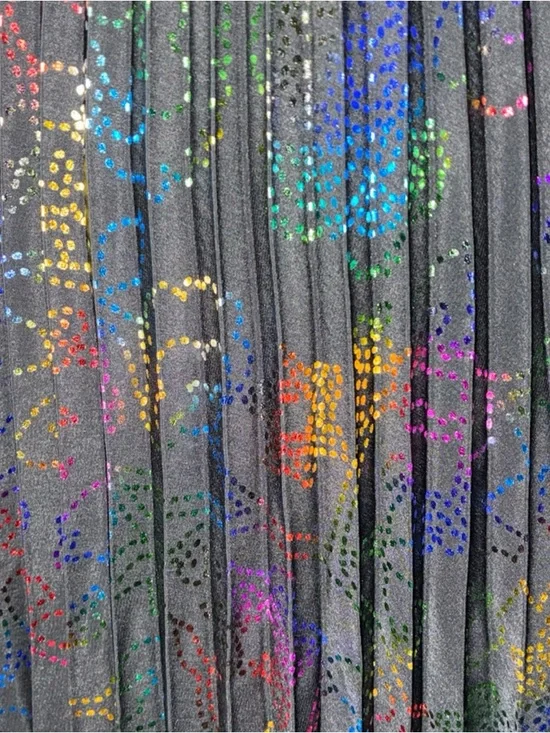 Formal Wrap Dress With Black Top & Pleated Rainbow Foil Maxi Skirt - Picture 5 of 7